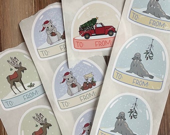 Holiday Gift Tag Stickers / Christmas To-From Stickers / Stickers for Christmas Gifts / Holiday Gift Labels