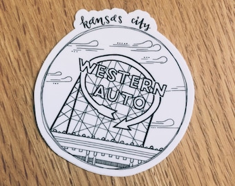Kansas City Vinyl Aufkleber: Western Auto, Union Station, Liberty Monument, etc.