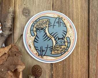 Let's Misbehave Cat Sticker / Yin and Yang Cats / Vinyl Sticker