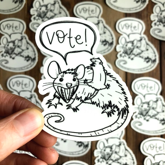 Vote! Opossum Vinyl Sticker - Election, Democracy Decal