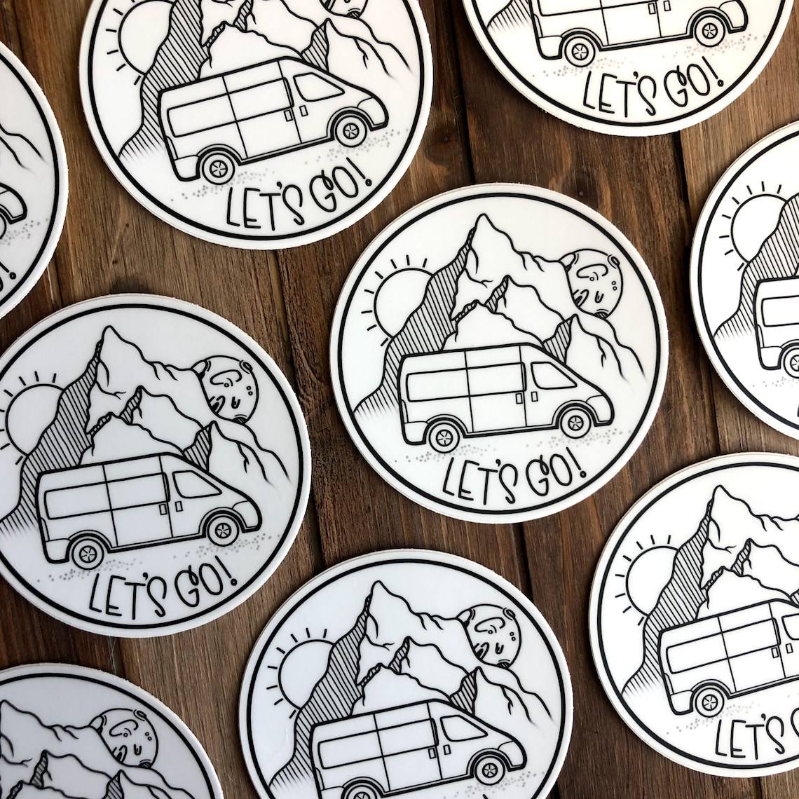 Van Life / Let's Go! / Vinyl Sticker / Inspirational Quote / Laptop ...