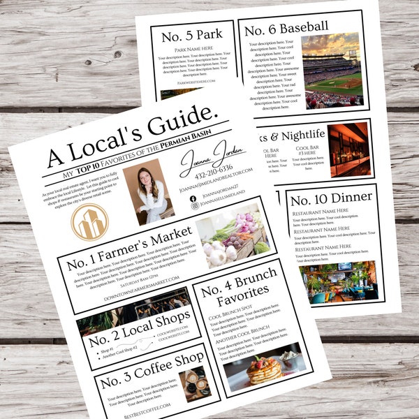 Real Estate Local Guide Template, Welcome guide, City guide flyer, community newsletter, Real estate marketing, Customize, Canva, printable