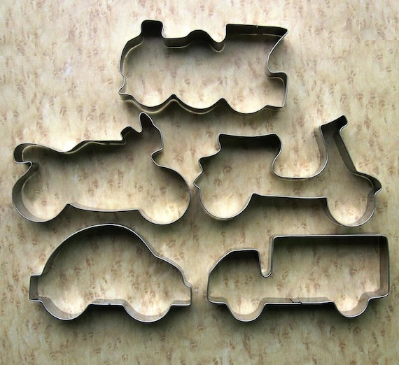 5 pcs Vehicles Cookie Cutter Train Car Truck Motorbike Fondant Biscuit Baking Mold Set