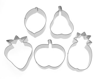 5 pcs Fruits Cookie Cutter Pineapple Pear Strawberry Apple Lemon Fondant Biscuit Baking Mold Set