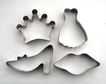 Lady Dress Cookie Cutter Crown lips High heel Fondant Biscuit Pastry Baking Mold Set