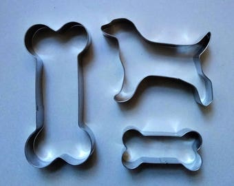 2 size Dog Bone & Dog Cookie Cutter Fondant Pastry Biscuit Stainless Steel Baking mold