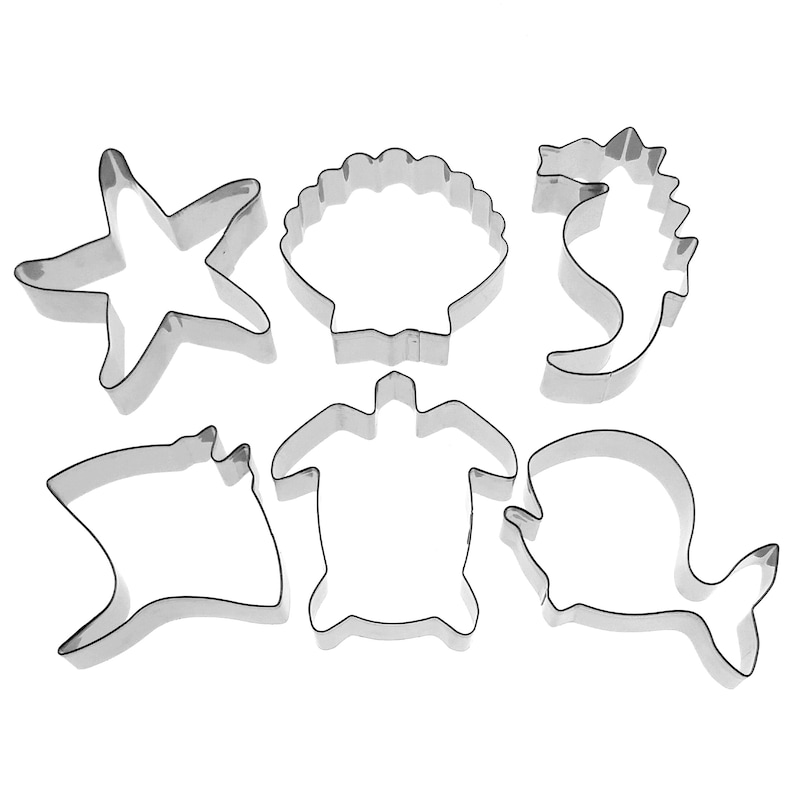 5 Piece Mini Ocean Nautical Cookie Cutter Set Dolphin Starfish Crab Whale