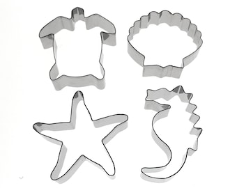 Ocean Sea Creature Cookie Cutter Set  Sea Turtle Shell Starfish Seahorse Baking Mold