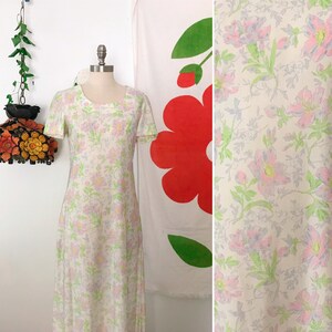 70s Vintage Handmade Floral Maxi Hippie Dress - 70s Floral Hippie Dress - Vintage 1970s Floral Maxi Dress