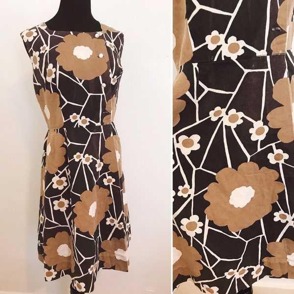 60s Vintage Mod Marimekko Inspired Romper Dress - 1960s MOD Marimekko Style Romper Shirt - Vintage Floral Romper