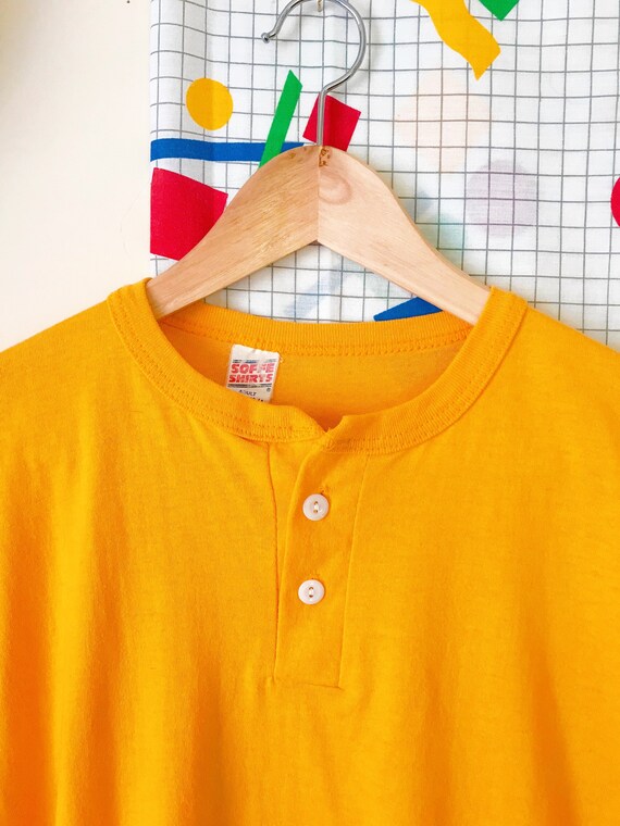 80s Basic Yellow Soffe Henley Baseball Raglan T-S… - image 2