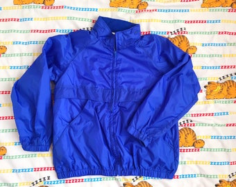 80s 90s Vintage Bright Blue Puffy Windbreaker Jacket - Vintage Blue Windbreaker Jacket - 80s 90s Puffy Jacket