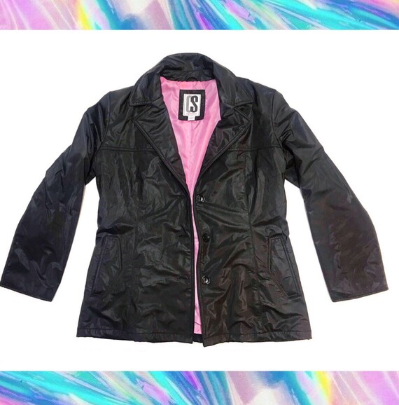 90s Vintage CS Signature Hot Pink Lined Raincoat … - image 1