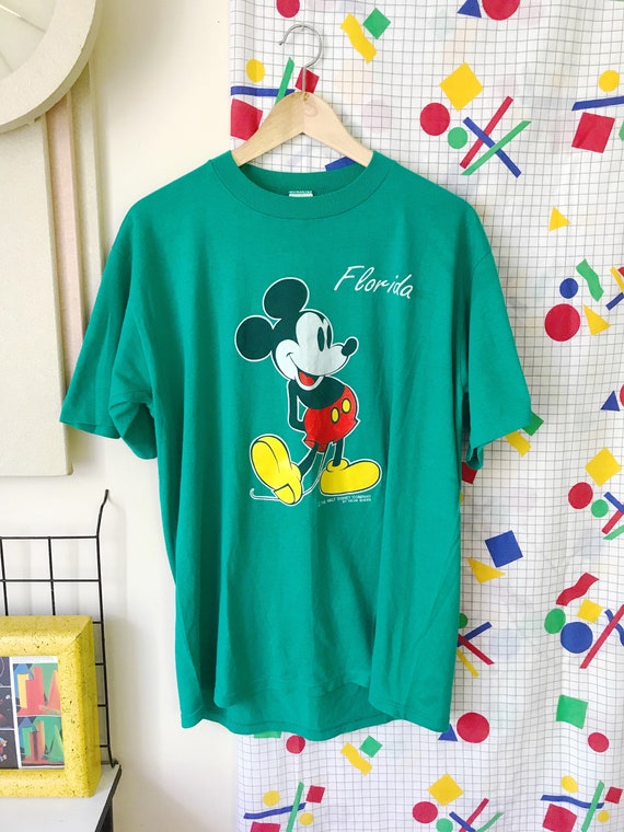 80s Disney Micky Mouse Velva Sheen T Shirt Tee XL 