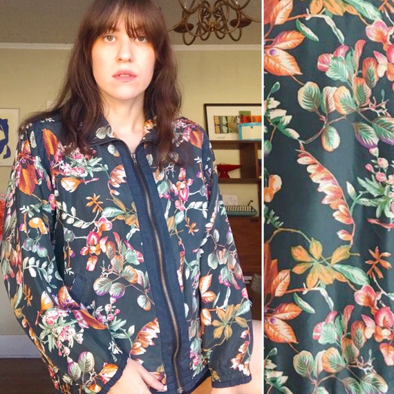 80s 90s Vintage Floral Silk Bomber Jacket Vintage Silk Bomber Jacket 90s  Floral Zip up Jacket - Etsy