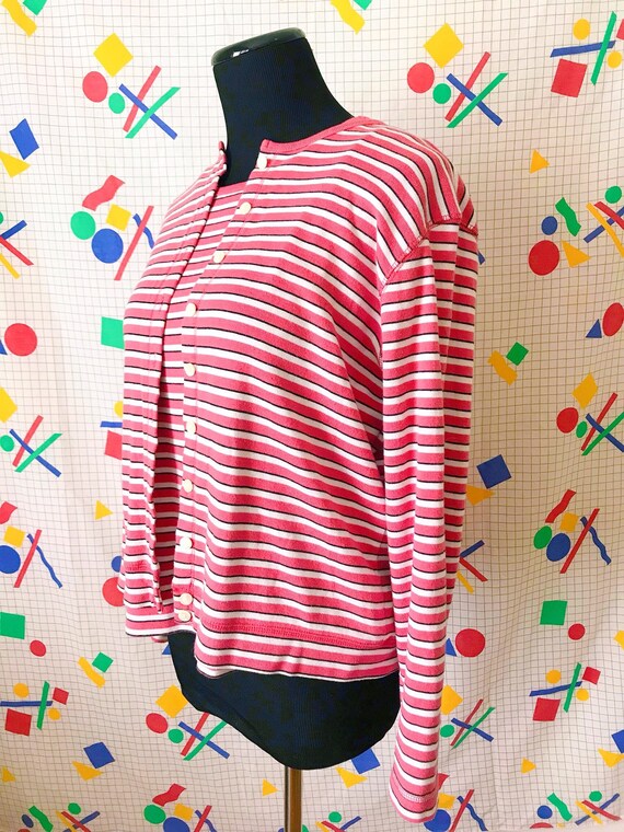 90s Vintage Pink Striped Tank and Cardigan - 80s … - image 7