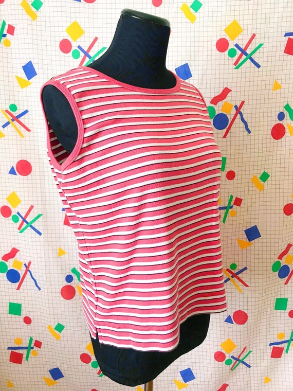 90s Vintage Pink Striped Tank and Cardigan - 80s … - image 5