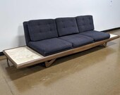 Vintage Mid Century Modern Very Low Adrian Pearsall Teak and Travertine Sofa and Tables