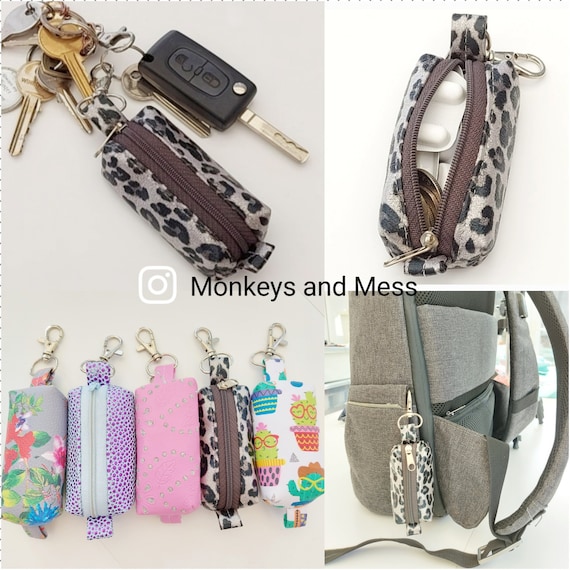 EMERGENCY KEYRING POUCHES, zippered keychain pouch, mini coin purse,  medication bag, small zippered pouch, air pod holder, earphones case