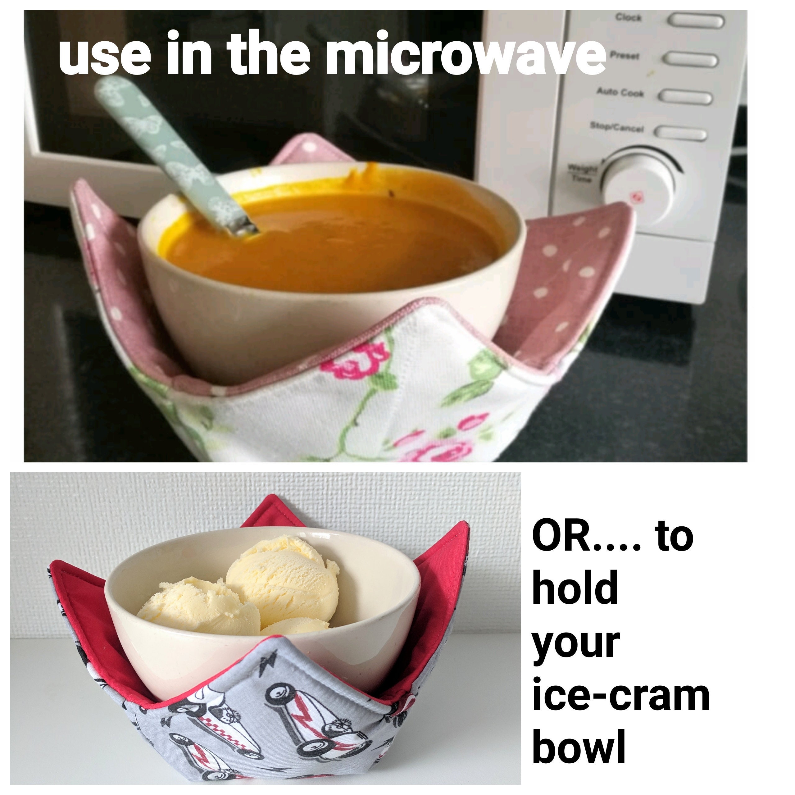 Microwave Bowl Cozy 1, Soup Bowl Cozy, Hot Bowl Holder, Bowl Cozy,  Microwave Bowl Holder Reversible Several Christmas Patterns Available 