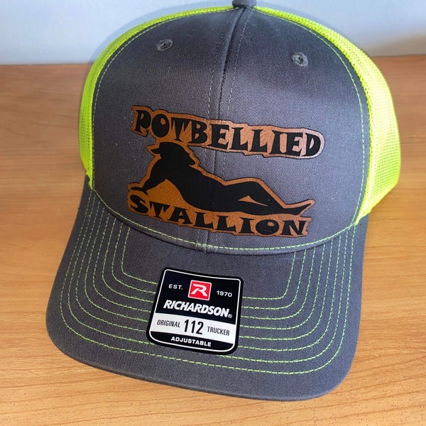 Potbellied stallion leather patch hat