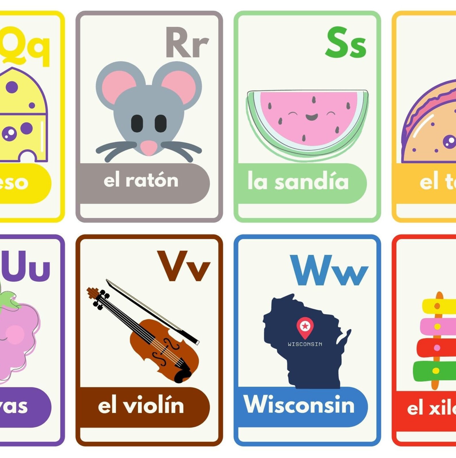 Spanish ABC Alphabet Flashcards Abecedario Etsy France
