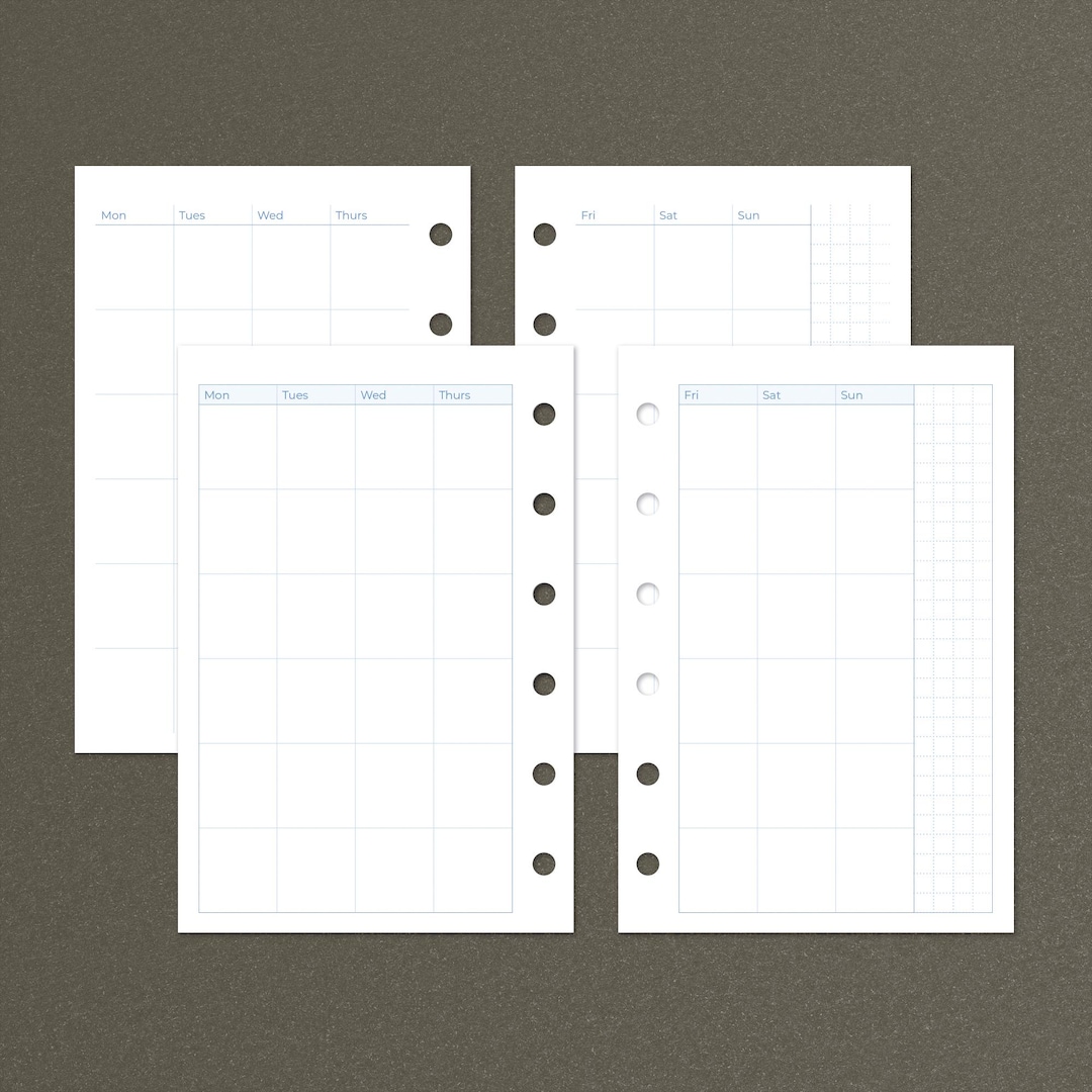 Monthly Pocket Rings Printable Planner Inserts | Four Colors | Undated ...