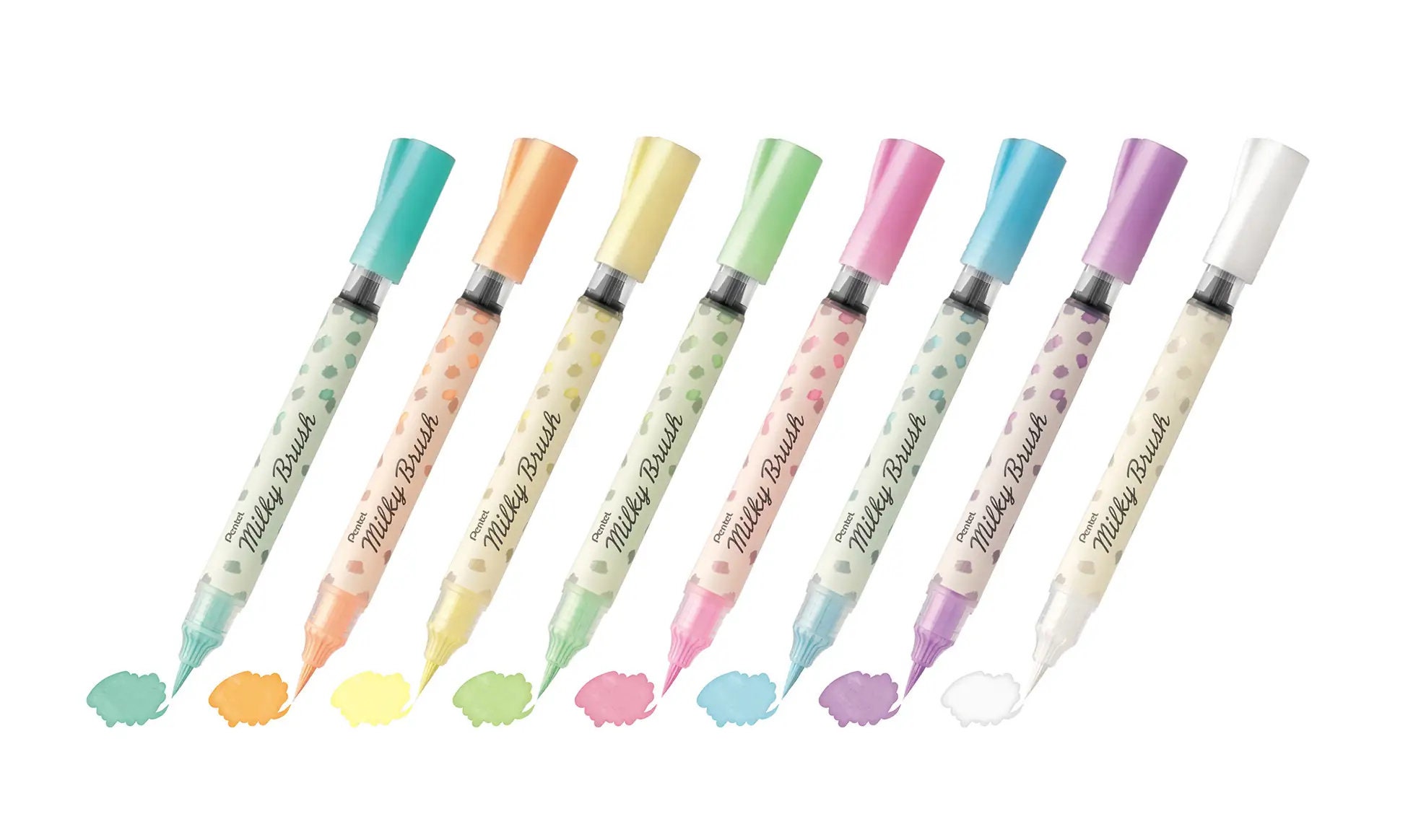 Pentel Milky Brush Pen - 8 Color Set