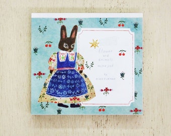 Cozyca Product - Square Memo Pad Series designed by Aiko Fukawa - Flower and Animals  (120 Sheets)