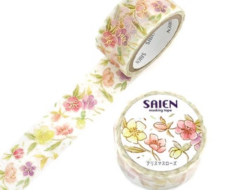 Saien - Limited Chistmas Gold Foil Washi Tape Series - Chistmas Rose
