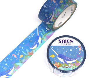 Saien - Special Foil Washi Tape Series - Narwhal (Gold & Silver Foil)