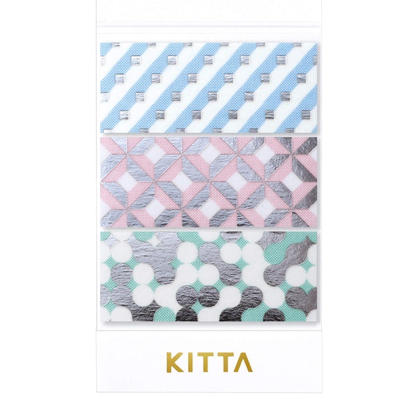 KING JIM - Hitotoki Kitta Pre-cut Series Silver Foil Sticker- Geometry