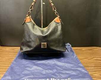 Dooney and Bourke Embossed Lizard Hobo Shoulder Bag Black With Dust Bag Authenticated Etsy