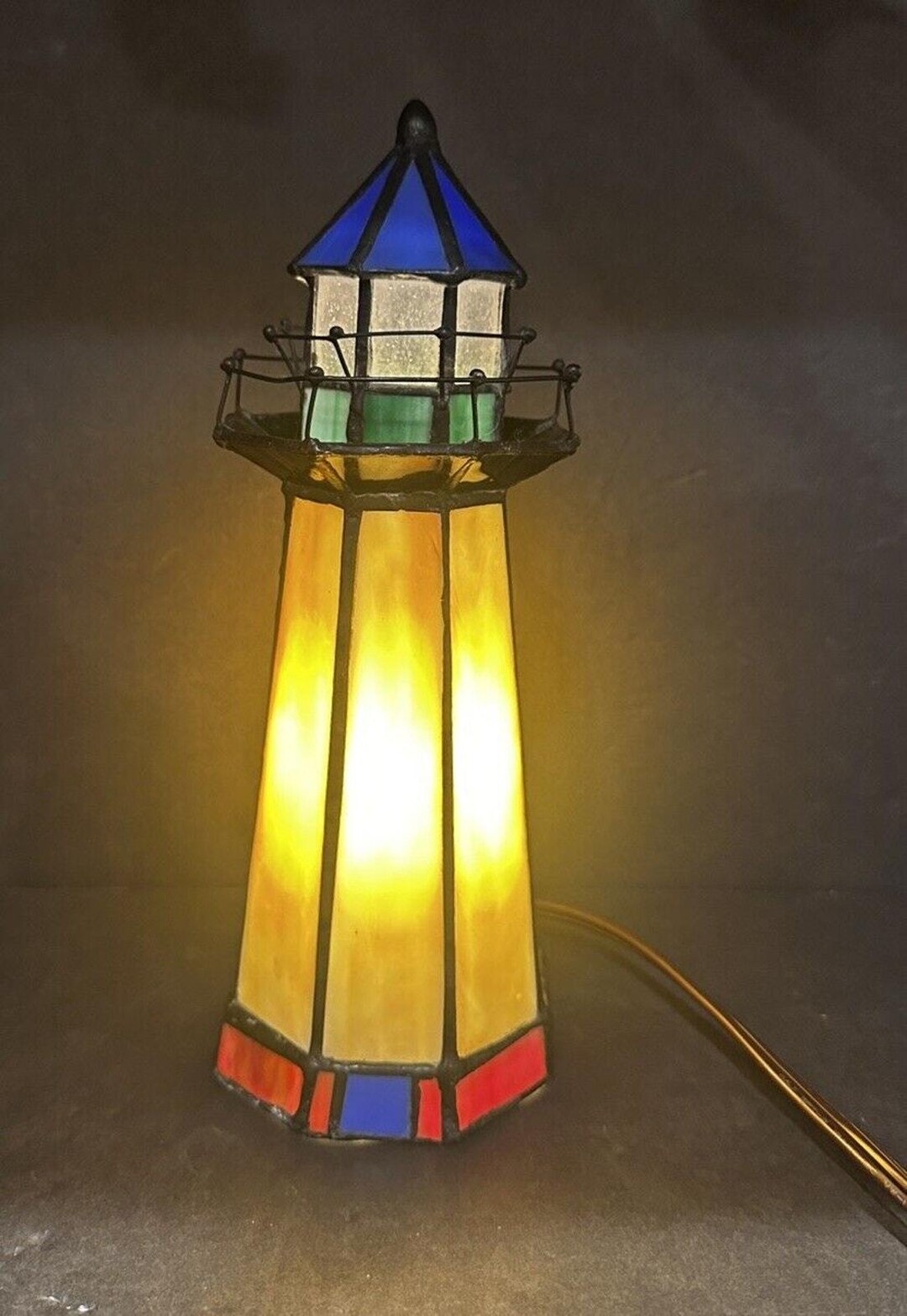 Tiffany Style Stained Glass Lighthouse Lamp / Nightlight / Decor ...