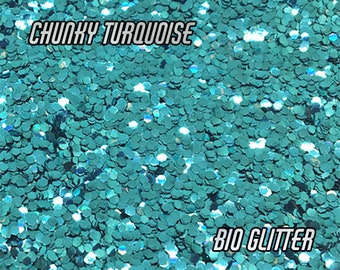 CHUNKY TURQUOISE Bio Glitter -1mm- Biodegradable Glitter-  Festival Glitter- Eco Friendly Bio Glitter -Mermaid Glitter- Cosmetic Grade- 103