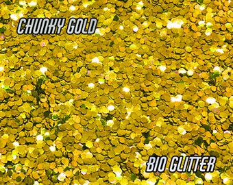 GOLD BIO GLITTER - Chunky 1mm -Biodegradable Glitter - Festival Glitter - Eco Friendly - Mermaid Glitter - Cosmetic Grade - 104