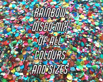 RAINBOW DISCO MIX Bio Glitter - Biodegradable Glitter- Blend -  Eco Friendly Glitter - Festival Glitter - Mermaid Glitter- Cosmetic Grade