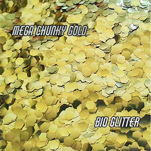 GOLD BIO GLITTER - Mega Chunky - 2.4mm Biodegradable Glitter - Festival Glitter - Eco Friendly Glitter - Mermaid Glitter -Cosmetic Grade- 81