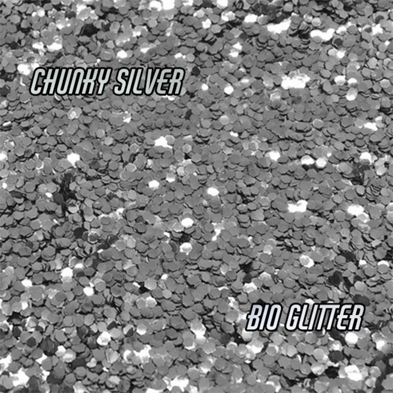 SILVER BIO GLITTER Chunky 1mm Biodegradable Glitter Festival Glitter Eco Friendly Mermaid Glitter Cosmetic Grade 105 image 1