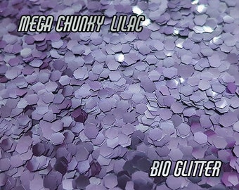 MEGA CHUNKY LILAC Bio Glitter - 2.4mm- Biodegradable Glitter - Festival Glitter-  Eco Friendly - Compostable Glitter- Cosmetic Grade - 86