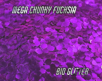 MEGA CHUNKY FUCHSIA Bio Glitter - 2.4 mm - Biodegradable glitter - Festival Glitter - Eco Glitter - Mermaid Glitter - Cosmetic Grade- 163