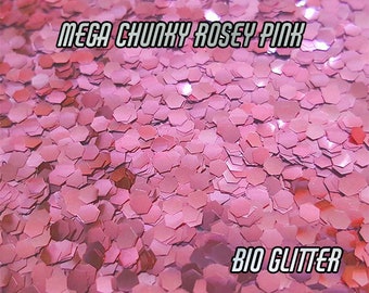 ROSEY PINK Bio Glitter - Mega Chunky 2.4mm- Biodegradable Glitter- Festival Bio Glitter- Eco Glitter -Mermaid Glitter Cosmetic Grade -78