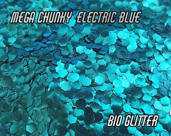 MEGA CHUNKY ELECTRIC Blue Bio Glitter - 2.4mm - Biodegradable Glitter- Festival Bio Glitter -Eco Friendly Bio Glitter- Cosmetic Grade 84