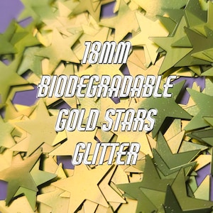 Gold Star BioGlitter - 18mm - Corn based - Biodegradable Glitter - Eco Friendly - Cosmetic Grade