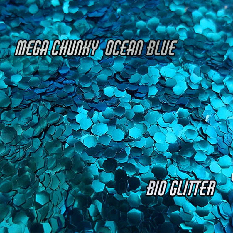 OCEAN BLUE Bio Glitter Mega Chunky 2.4mm Biodegradable Glitter Festival Biodegradable Glitter Eco Glitter Cosmetic Grade 85 image 1