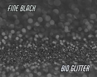 BLACK BIO GLITTER - Biodegradable Glitter - Festival Glitter-  Eco Friendly - Mermaid Glitter - Cosmetic Grade - Compostable - 375 microns