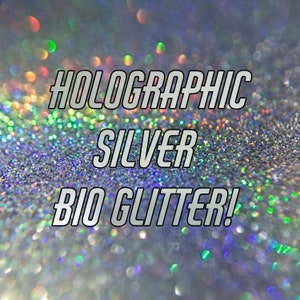 HOLOGRAFISCHE SILVER BIO Glitter - op basis van maïs - fijnkorrelige biologisch afbreekbare glitter - milieuvriendelijk - cosmetische kwaliteit