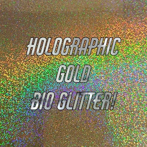 HOLOGRAPHIC GOLD BIO Glitter - Mica based - Fine Grain Biodegradable Glitter-  Eco Friendly - Cosmetic Grade
