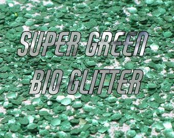 SUPER GREEN Bio Glitter -Mieszanka wszystkich rozmiarów Biodegradowalny Brokat - Brokat festiwalowy - Brokat ekologiczny - Brokat syrenki - Jakość kosmetyczna