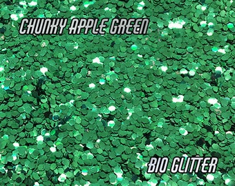 CHUNKY APPLE GREEN Bio Glitter - Biodegradable Glitter- Festival  Glitter-  Eco Glitter - Mermaid Glitter - Cosmetic Grade - 80